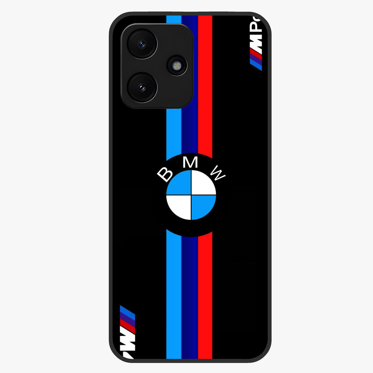 Turbo BMW Beast Glass Case showing flat back view with high performance sports car artwork and glossy glass finish.