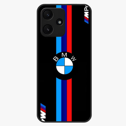 Turbo BMW Beast Glass Case showing flat back view with high performance sports car artwork and glossy glass finish.