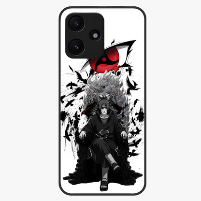 Uchiha Shadow Throne Glass Case showing flat back view with cosmic underwater themed artwork and glossy glass finish.