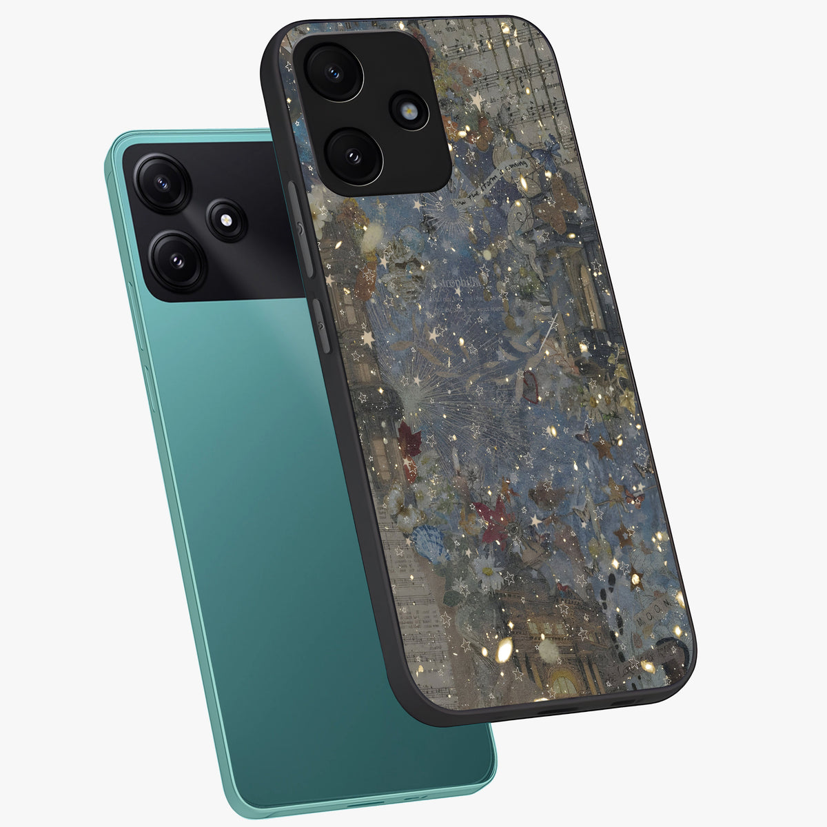 Aesthetic Astrolophia Glass Case displayed in angled mockup highlighting artistic aesthetic elements and smooth glass surface.