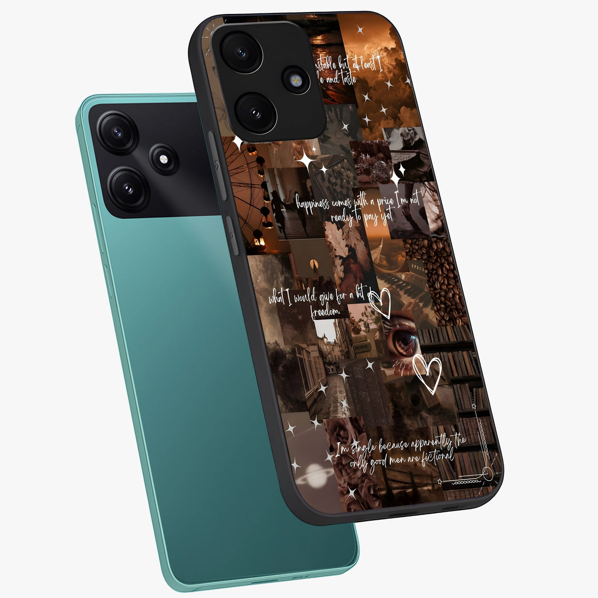 Bittersweet Aesthetic Chaos Glass Case displayed in angled mockup highlighting expressive abstract artwork and edgy aesthetic theme.
