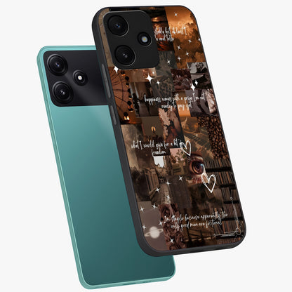 Bittersweet Aesthetic Chaos Glass Case displayed in angled mockup highlighting expressive abstract artwork and edgy aesthetic theme.