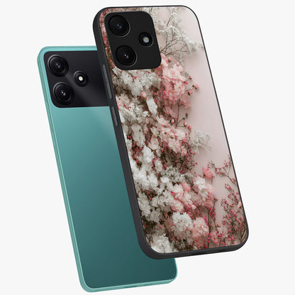 Blush Blossom Cloud Glass Case displayed in angled mockup highlighting soft cloud and blossom design with pastel aesthetic.