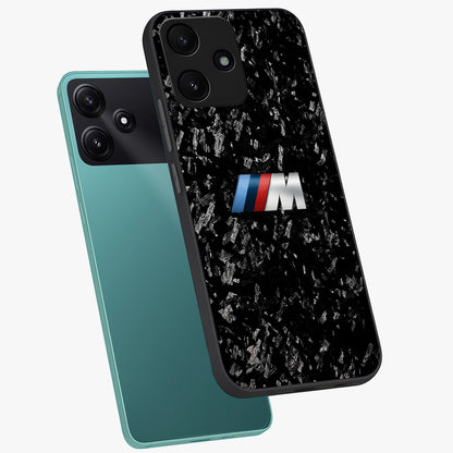 Carbon Speed Mark Glass Case displayed in angled mockup highlighting racing inspired carbon design and sleek aesthetic style.