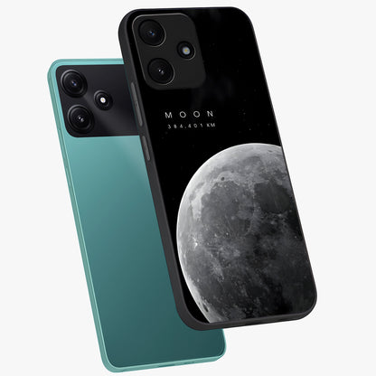 Cosmic Moon Glow Glass Case displayed in angled mockup highlighting celestial moon design with cosmic aesthetic theme.