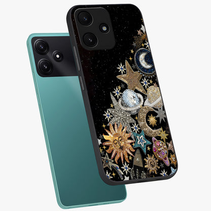 Cosmic Sparkle Dreams Glass Case displayed in angled mockup highlighting dreamy star sparkle design with celestial aesthetic.