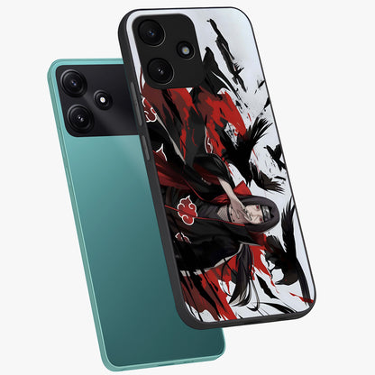 Crimson Crow Illusion Glass Case displayed in angled mockup highlighting mysterious crow graphic with dark aesthetic style.