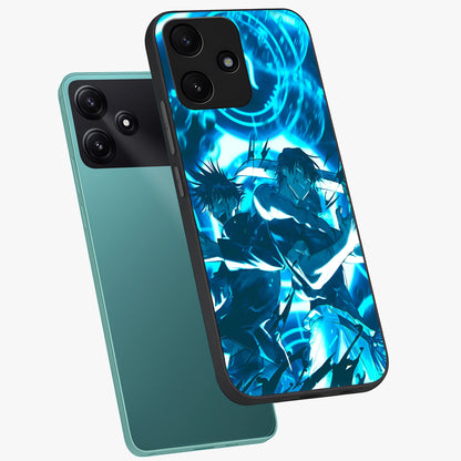 Cursed Energy Clash Glass Case displayed in angled mockup highlighting powerful battle inspired graphic with anime style aesthetic.