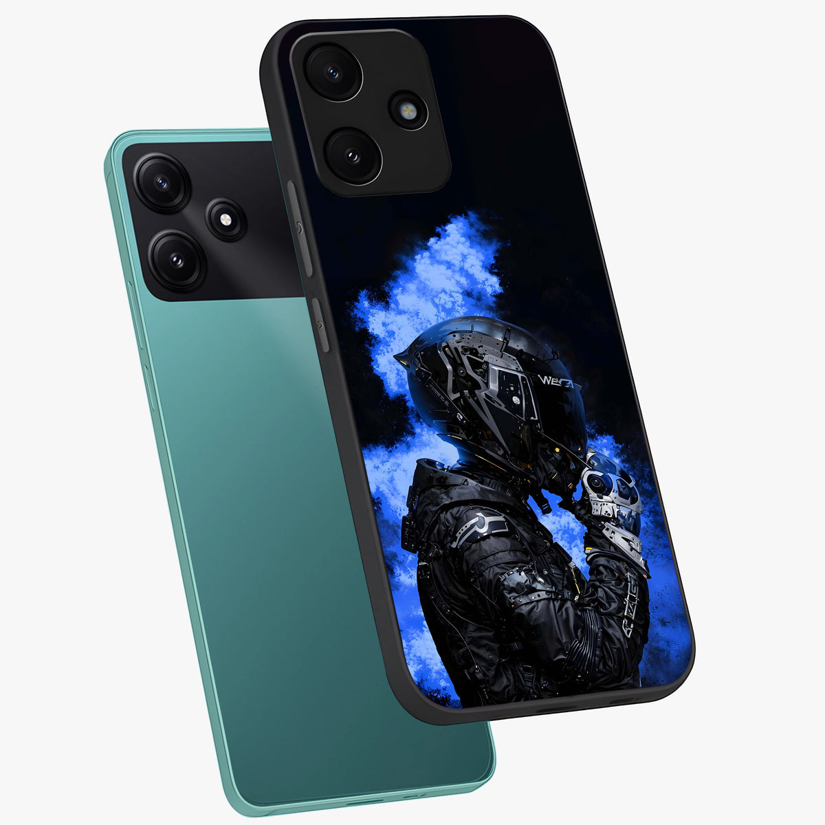 Cyber Sentinel Protocol Glass Case displayed in angled mockup highlighting digital cyber design with sci-fi aesthetic style.