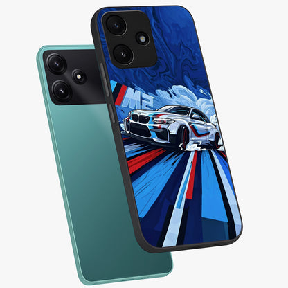 Drift Power Rush Glass Case displayed in angled mockup highlighting powerful drift car design with sporty aesthetic style.