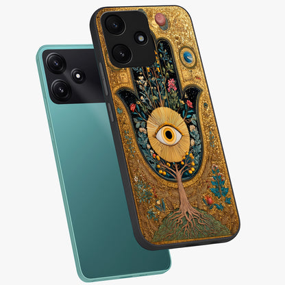 Ethereal Evil Eye Glass Case displayed in angled mockup highlighting protective evil eye symbol with spiritual aesthetic design.