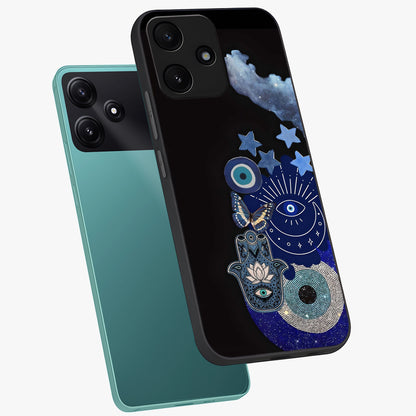 Galactic Charm Cluster Glass Case displayed in angled mockup highlighting luminous galaxy inspired design with dreamy aesthetic.