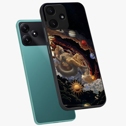 Galactic Divine God Glass Case displayed in angled mockup highlighting powerful celestial deity illustration with galactic aesthetic.