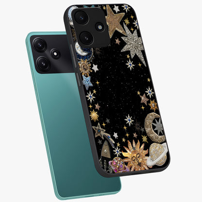 Galactic Jewel Stars Glass Case displayed in angled mockup highlighting shining celestial star design with cosmic aesthetic style.