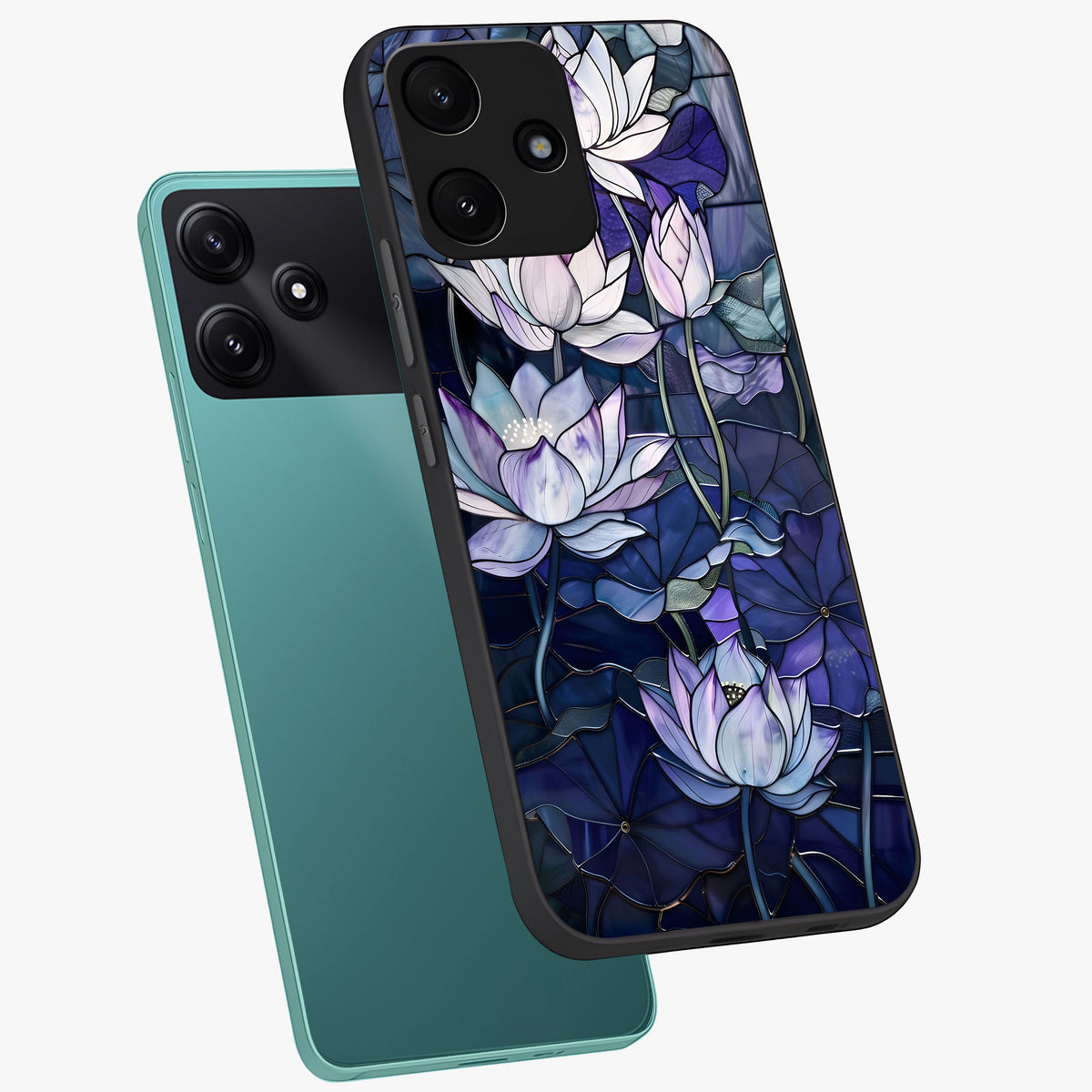 Gloss Petal Rush Glass Case displayed in angled mockup highlighting vibrant petal design with elegant floral aesthetic.