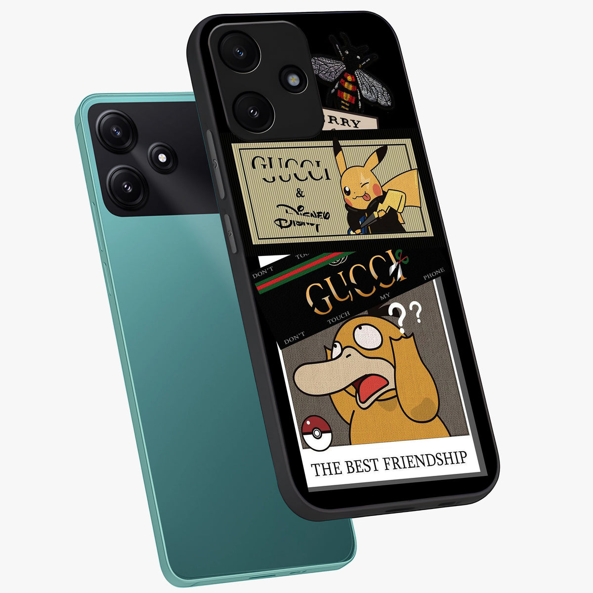 Gucci Play Mashup Glass Case displayed in angled mockup highlighting stylish fashion mashup design with bold aesthetic.