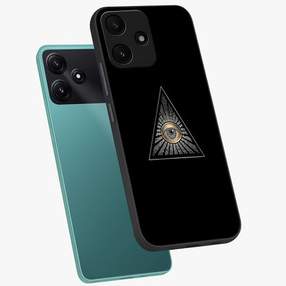 Illuminati Evil Glass Case displayed in angled mockup highlighting dark occult inspired design with bold aesthetic style.