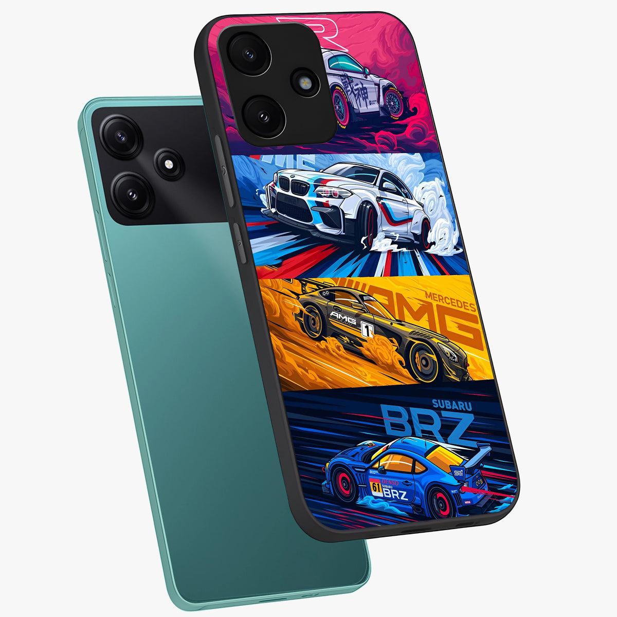 JDM Sports Car Glass Case displayed in angled mockup highlighting sleek Japanese racing car design with automotive aesthetic.