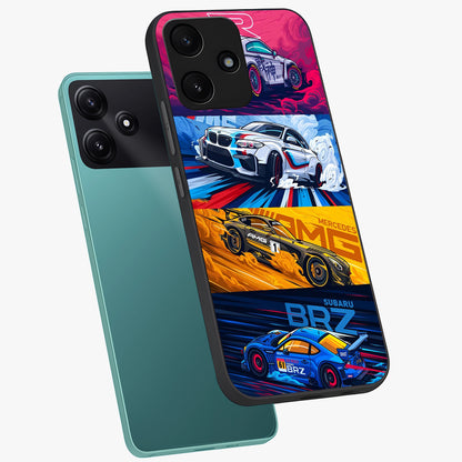JDM Sports Car Glass Case displayed in angled mockup highlighting sleek Japanese racing car design with automotive aesthetic.