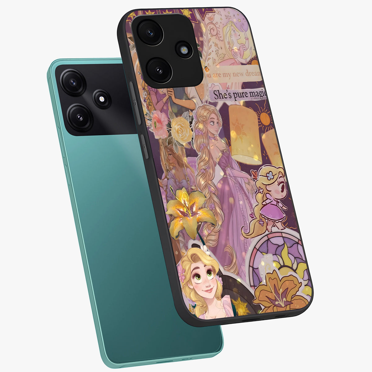 Magical Tangled Dream Glass Case displayed in angled mockup highlighting whimsical fantasy design with magical aesthetic.