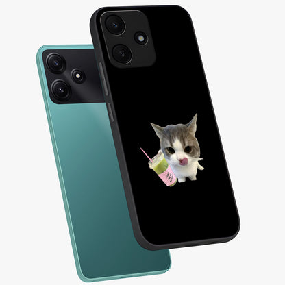 Matcha Cat Style Glass Case displayed in angled mockup highlighting playful feline design with pastel matcha aesthetic.