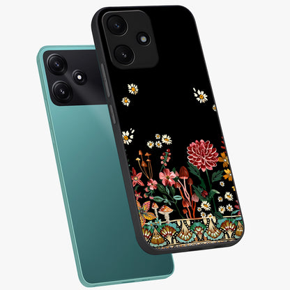 Midnight Bloom Pattern Glass Case displayed in angled mockup highlighting elegant flower design with midnight aesthetic style.