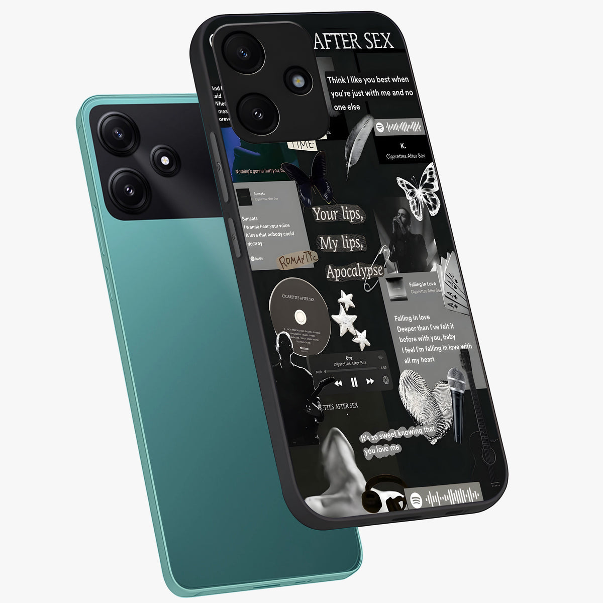 Midnight Love Echo Glass Case displayed in angled mockup highlighting elegant love inspired design with deep aesthetic style.