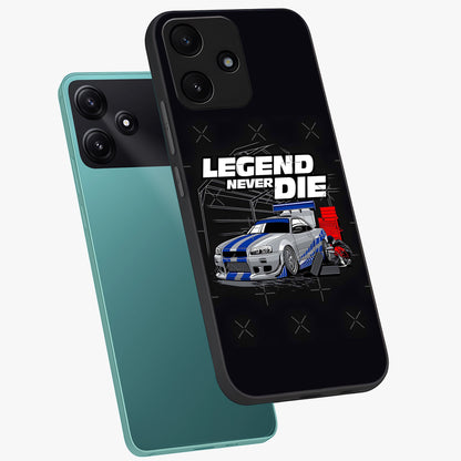 Midnight Racing Legacy Glass Case displayed in angled mockup highlighting dynamic automotive design with bold midnight aesthetic.