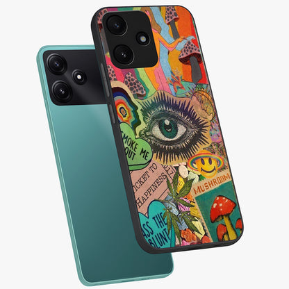 Mystic Eye Wonderland Glass Case displayed in angled mockup highlighting magical eye illustration with dreamy aesthetic.