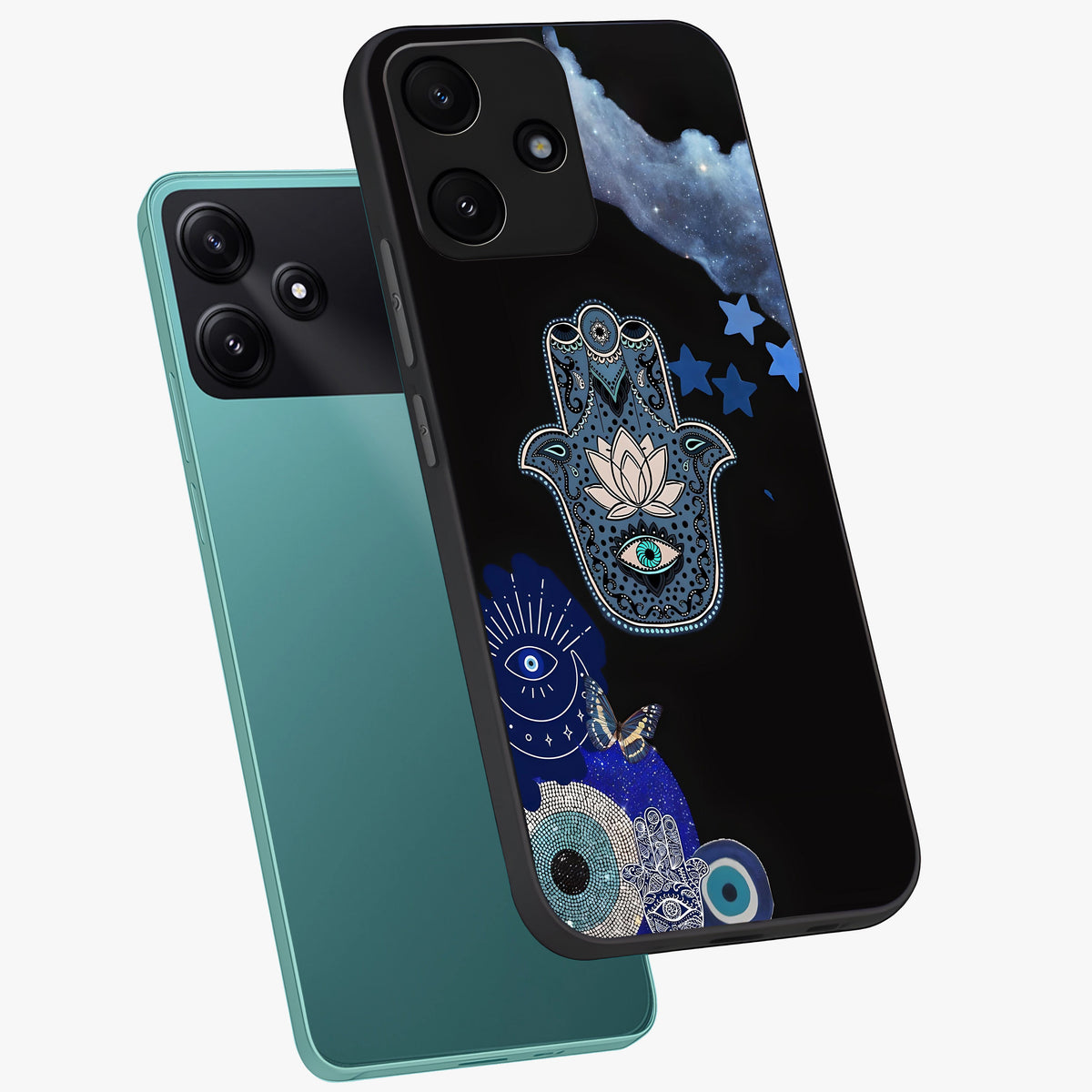 Mystic Hand Aura Glass Case displayed in angled mockup highlighting magical aura design with spiritual aesthetic style.