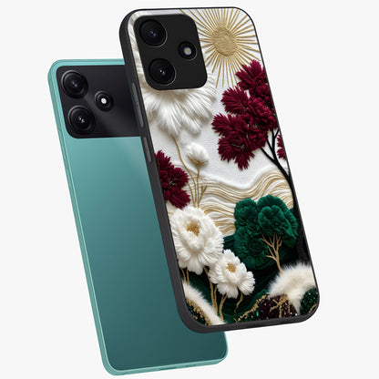 Radiant Bloom Elegance Glass Case displayed in angled mockup highlighting graceful floral design with radiant aesthetic style.