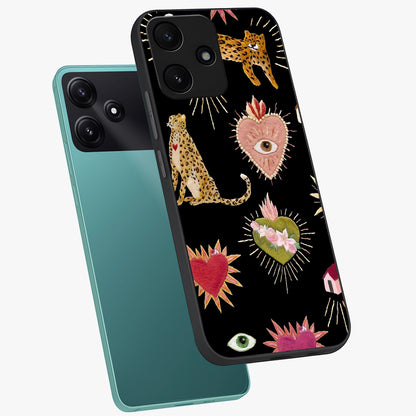 Sacred Jungle Heart Glass Case displayed in angled mockup highlighting lush tropical design with natural aesthetic style.