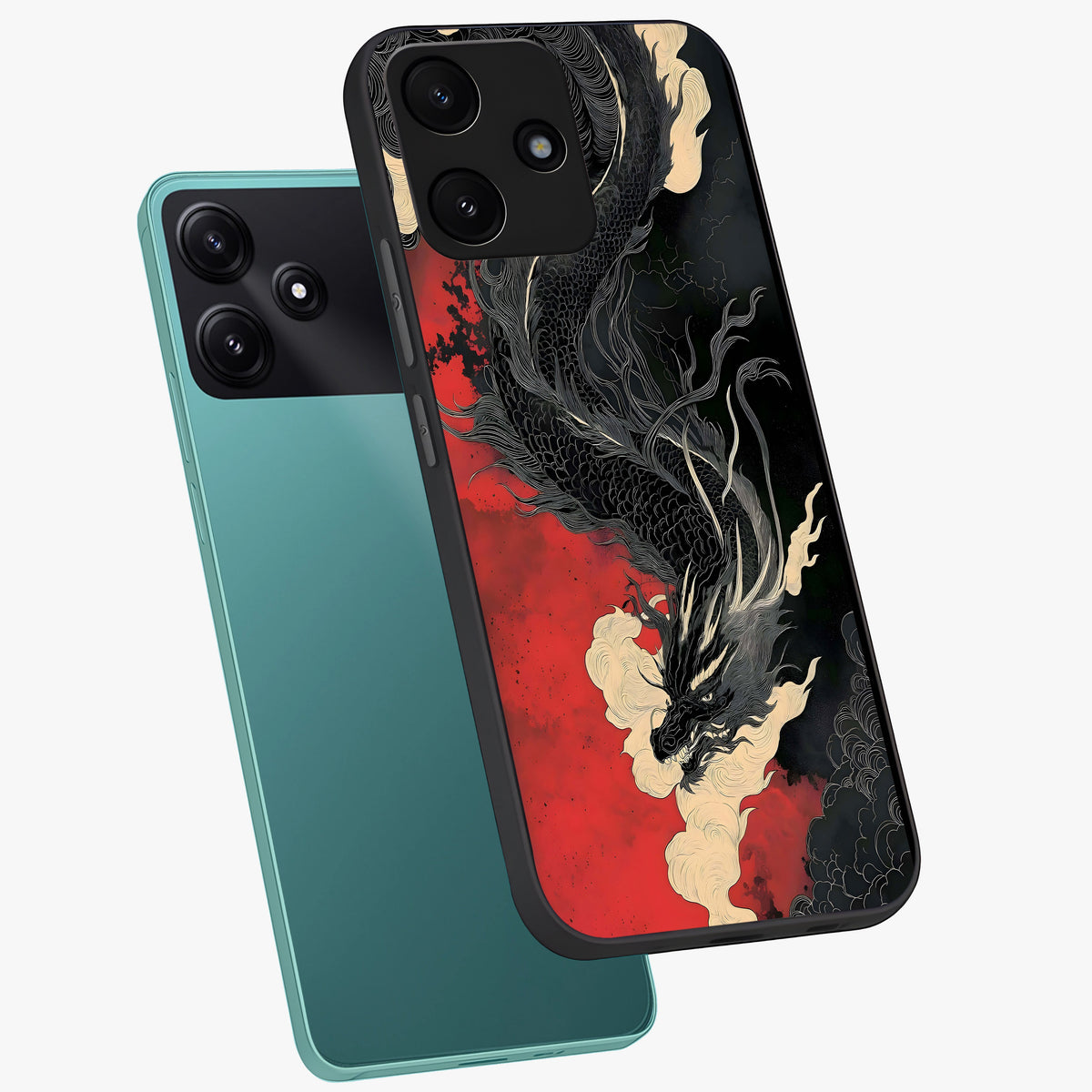 Shadow Dragon Fury Glass Case displayed in angled mockup highlighting powerful dragon illustration with dark fantasy aesthetic.