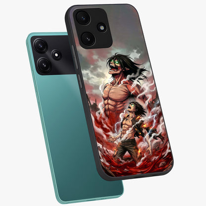 Titan Awakening Fury Glass Case displayed in angled mockup highlighting dramatic giant warrior design with bold anime aesthetic.