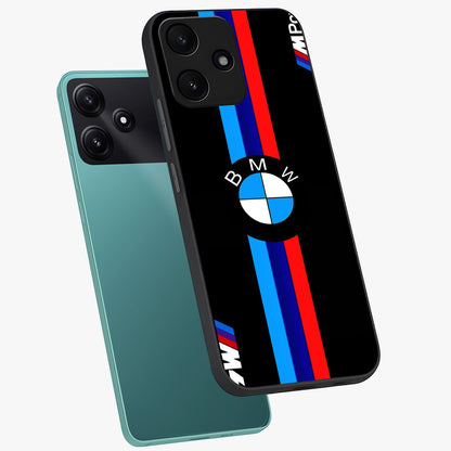 Turbo BMW Beast Glass Case displayed in angled mockup highlighting sleek racing car design with bold automotive aesthetic.