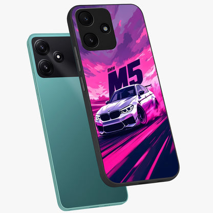 Velocity Drift Pulse Glass Case displayed in angled mockup highlighting dynamic drift design with sporty automotive aesthetic.