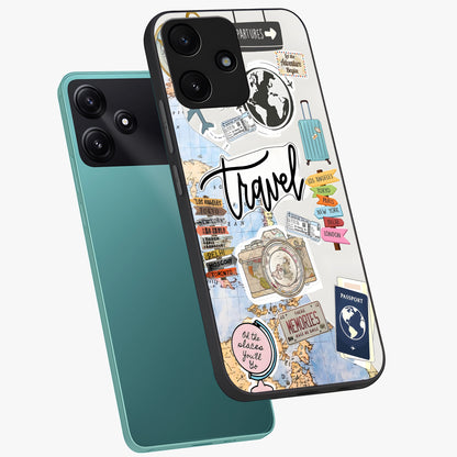 Wanderlust Journal Glass Case displayed in angled mockup highlighting adventure themed design with aesthetic travel vibe.