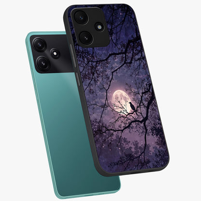 Whispering Moon Silence Glass Case displayed in angled mockup highlighting calm lunar design with dreamy night aesthetic.