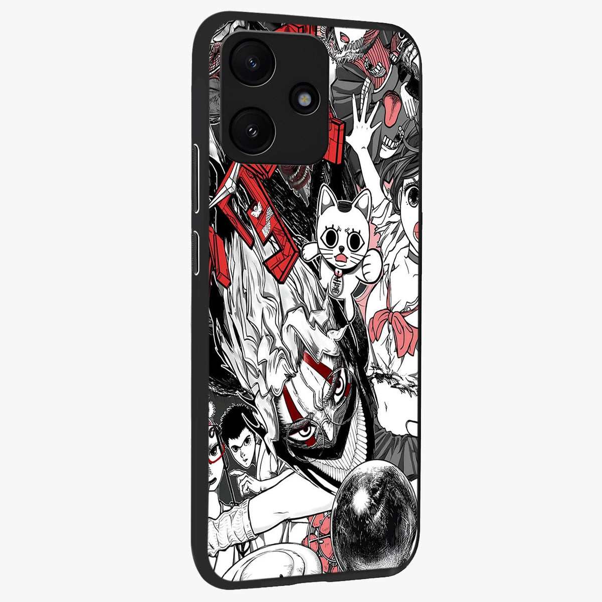 Crimson Chaos Panel Glass Case upright view showcasing intense crimson artwork with dramatic aesthetic style.