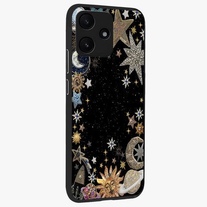 Galactic Jewel Stars Glass Case upright view showcasing glittering star jewel artwork with vibrant galaxy theme.