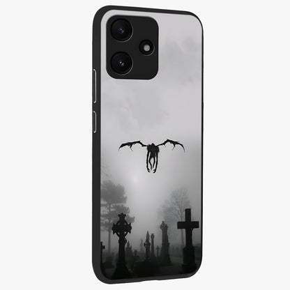 Graveyard Shadow Descent Glass Case upright view showcasing haunting graveyard artwork with dramatic dark theme.