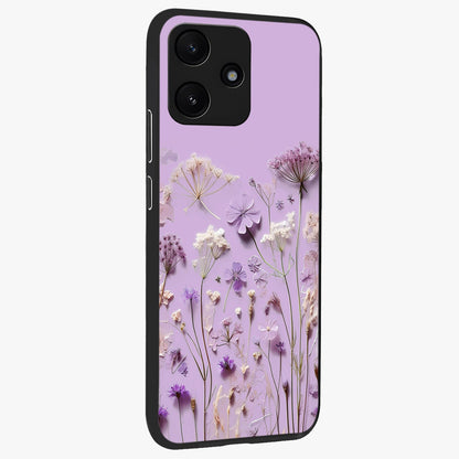 Lavender Blossom Dream Glass Case upright view showcasing delicate lavender blossom artwork with peaceful floral theme.