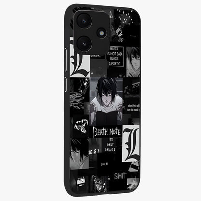 Midnight Chaos Mind Glass Case upright view showcasing expressive abstract artwork with bold dark theme.