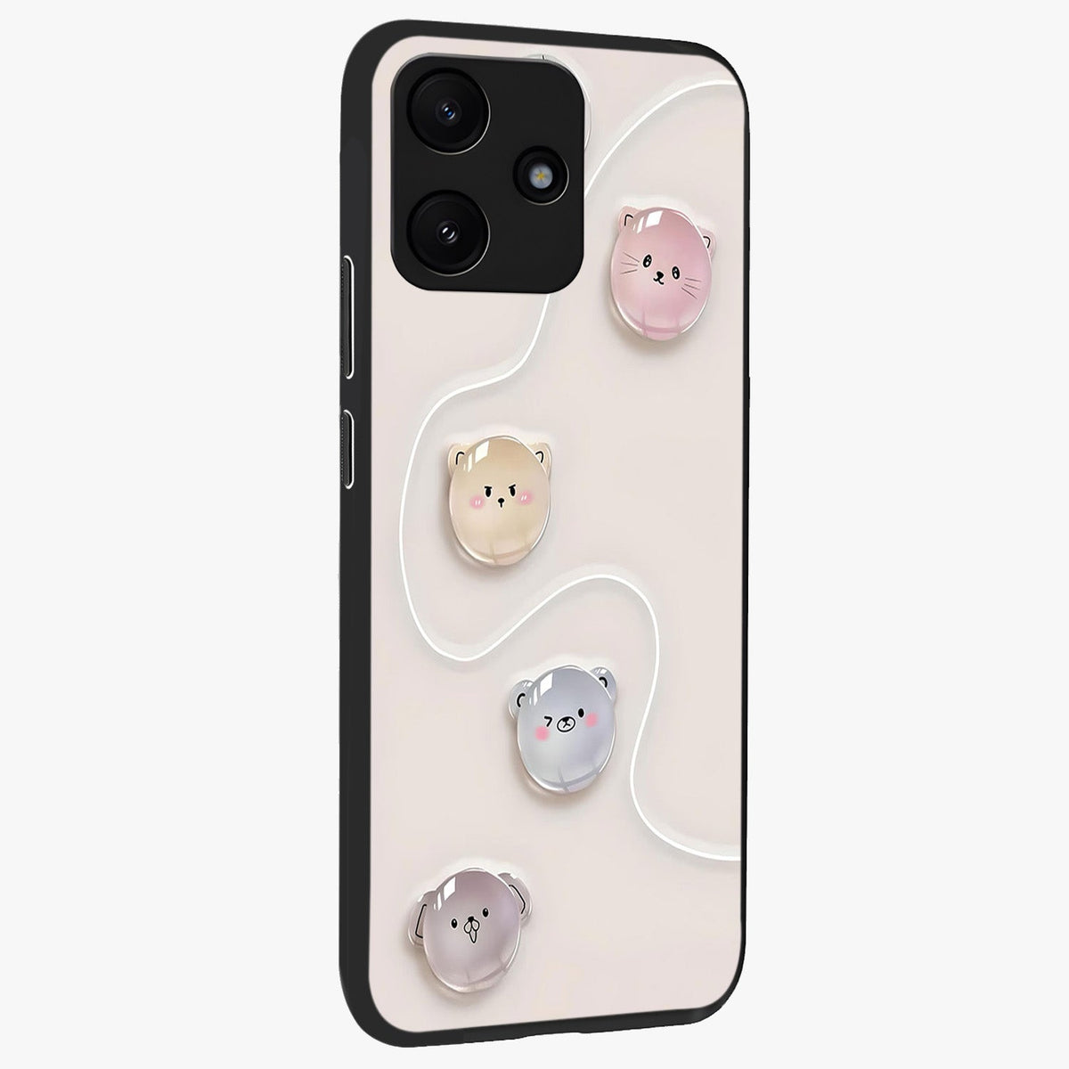 Puffy Face Parade Glass Case upright view showcasing adorable character artwork with cheerful animated theme.