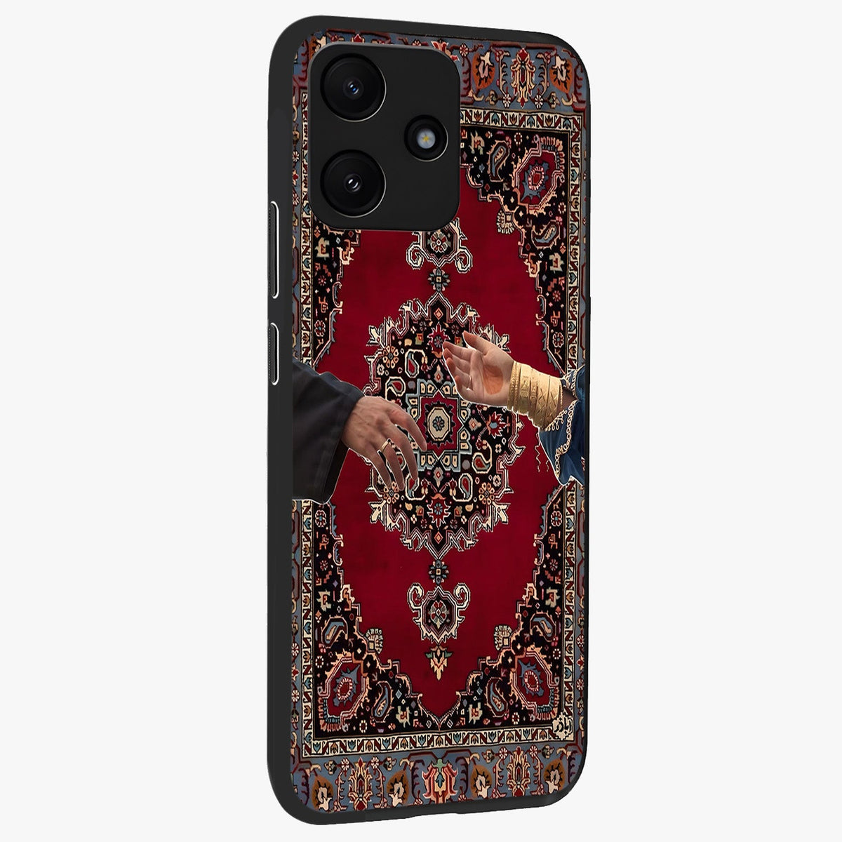 Royal Touch Reach Glass Case upright view showcasing stylish royal inspired artwork with graceful theme.