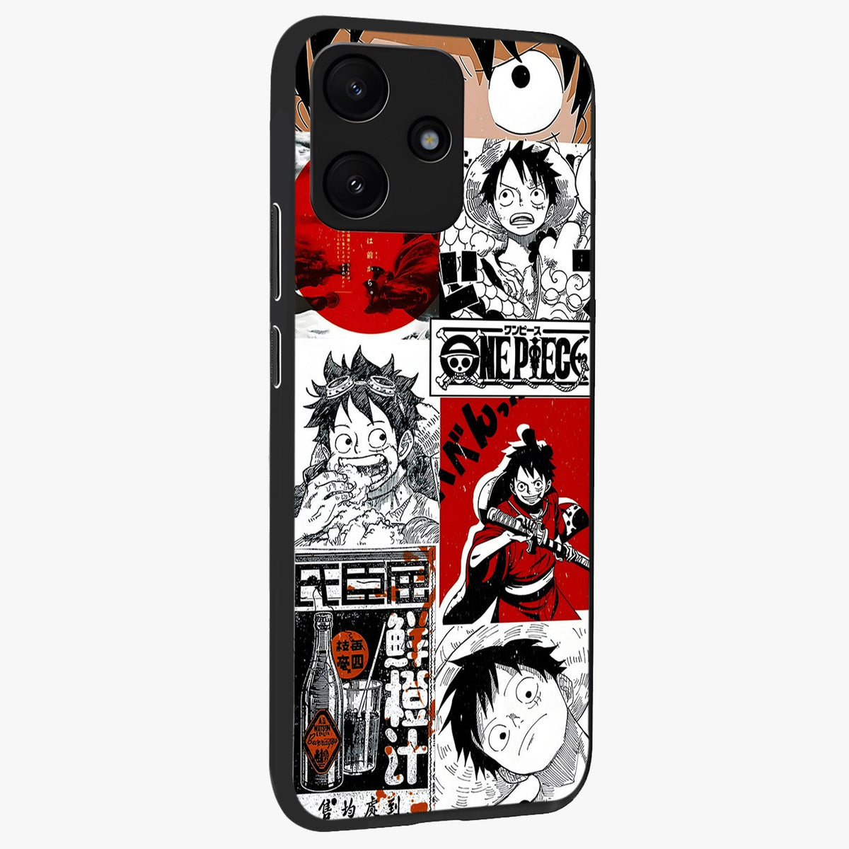 Strawhat Chaos Panels Glass Case upright view showcasing energetic anime artwork with bold adventure theme.