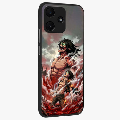 Titan Awakening Fury Glass Case upright view showcasing intense titan artwork with epic fantasy theme.