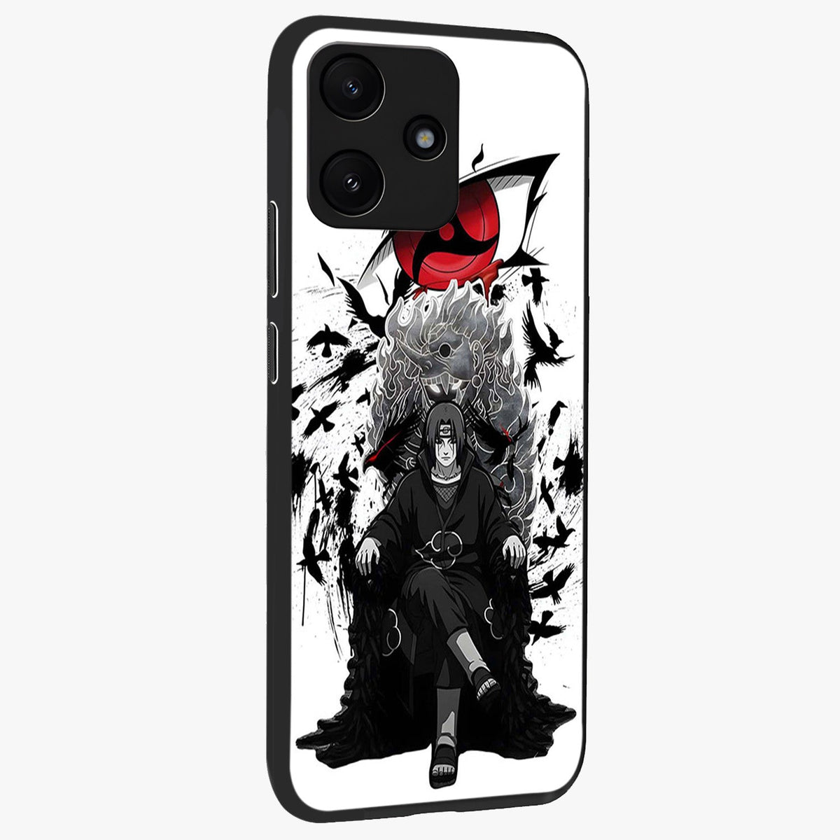 Uchiha Shadow Throne Glass Case upright view showcasing magical underwater galaxy artwork with vibrant cosmic theme.
