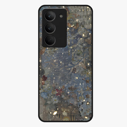Aesthetic Astrolophia Glass Case showing flat back view with dreamy aesthetic design and glossy glass finish.
