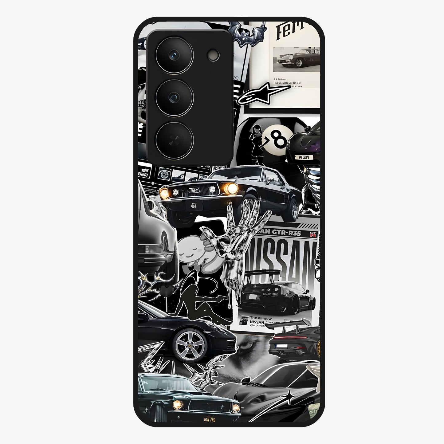 Aesthetic Dark Love Glass Case showing flat back view with dark romantic artwork and glossy glass finish.
